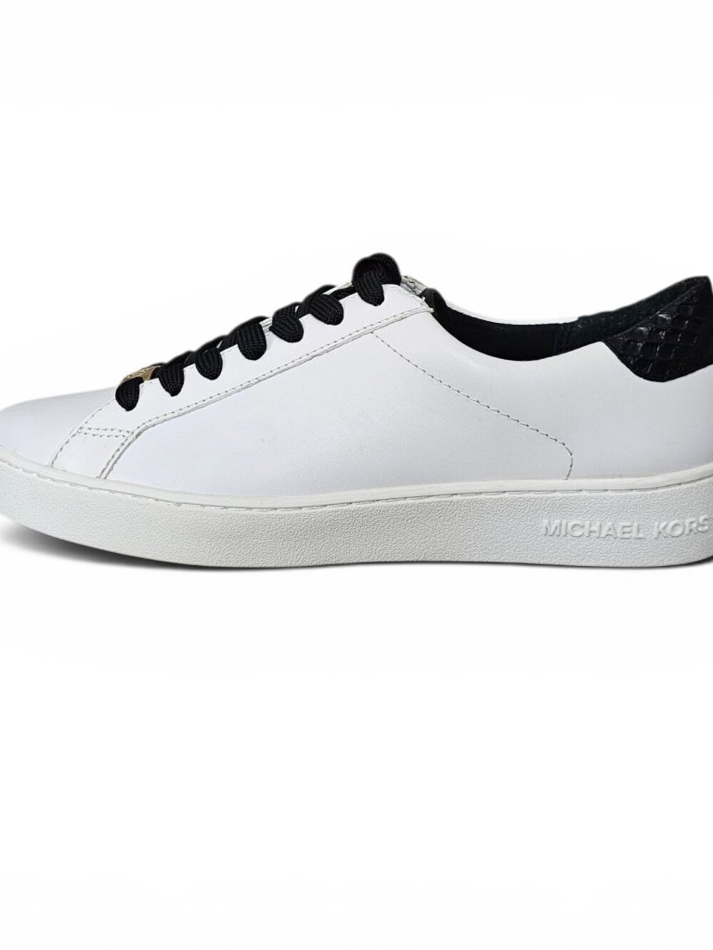 Michael Kors Irving Leather Embossed Snakeskin Sneakers COA White Black Size 7.5